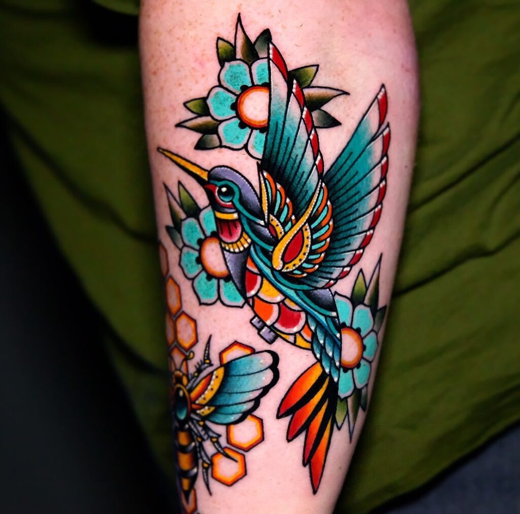 Porcelain Hummingbird in Flight Tattoo Tattoo Design