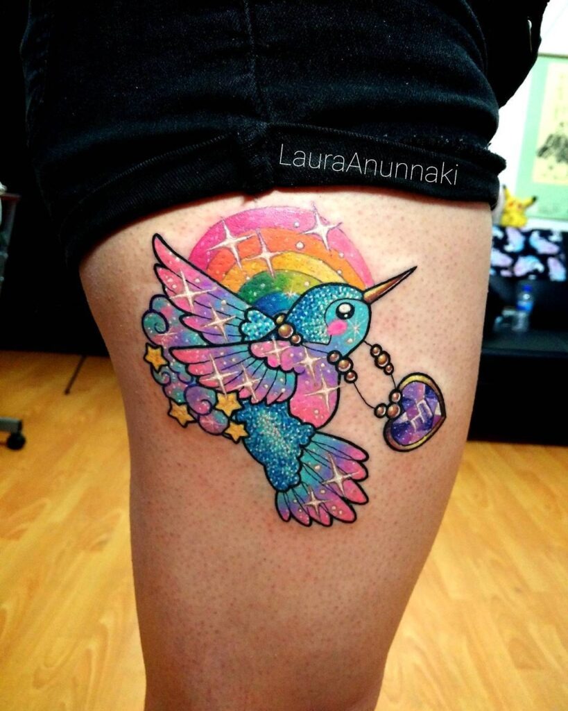 Realistic Rainbow Hummingbird Tattoo Tattoo Design
