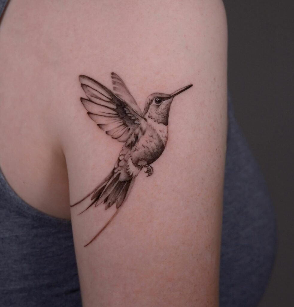Tiny Fine Line Hummingbird Tattoo Tattoo Design