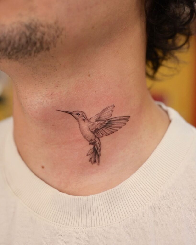 Trio of Colorful Silhouette Hummingbirds Tattoo Design