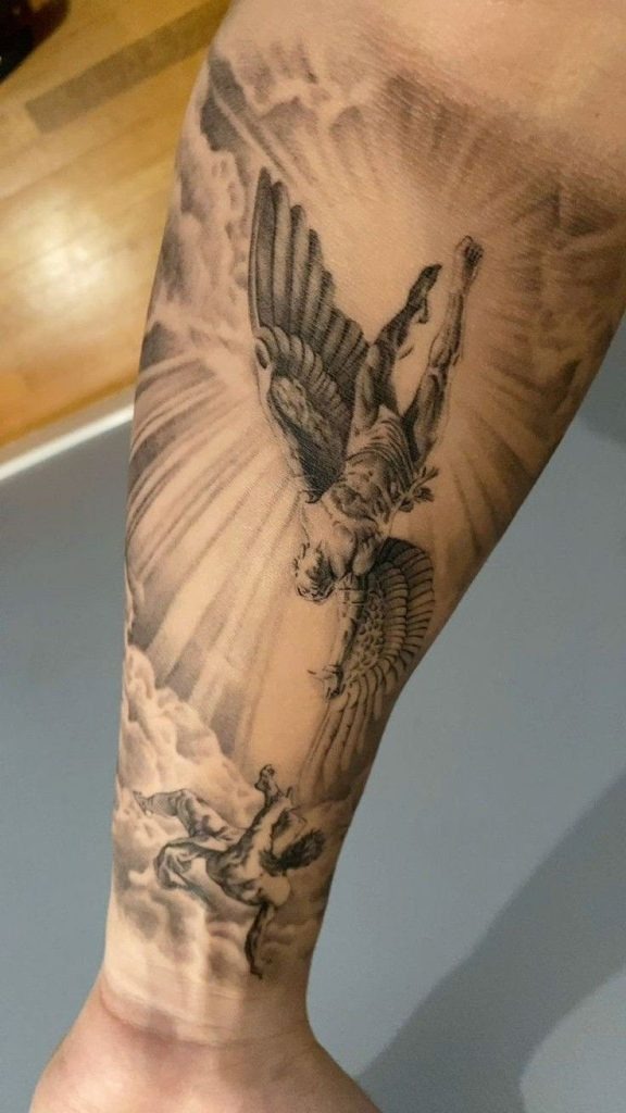 Icarus Rising with Scripted Hope Tattoo Design
