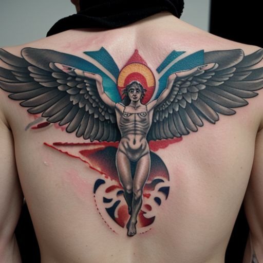 Minimalist Ribcage Icarus in Free Fall Tattoo Design