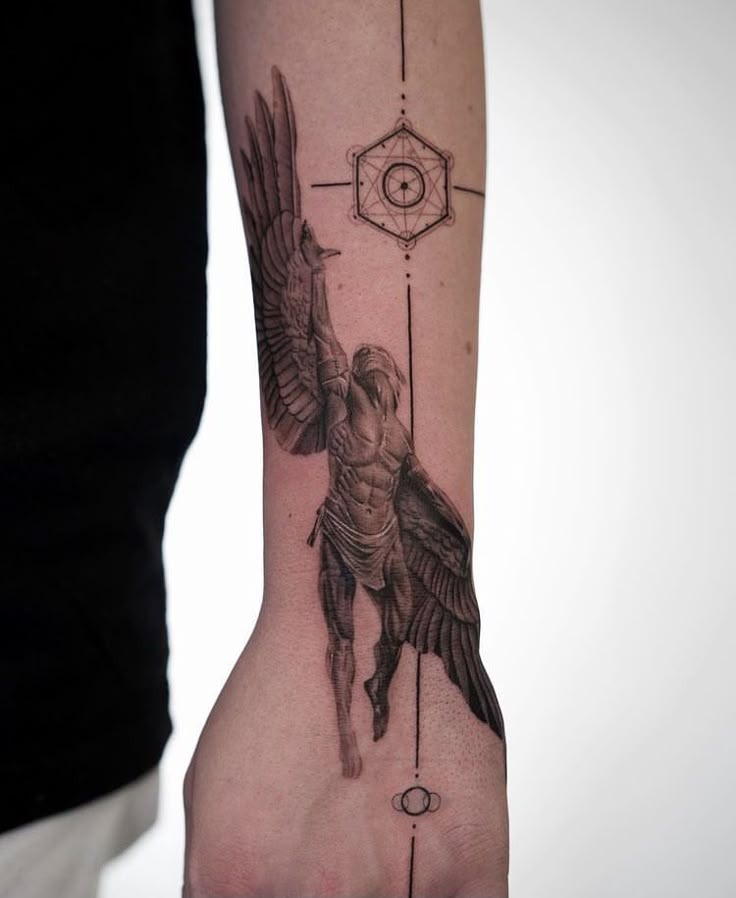 Thigh Tattoo of Icarus Reaching for the Sun Tattoo Design