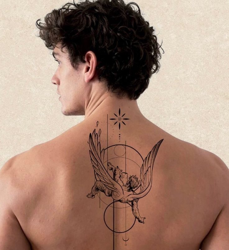 Three-Part Fall Through the Clouds Tattoo Design
