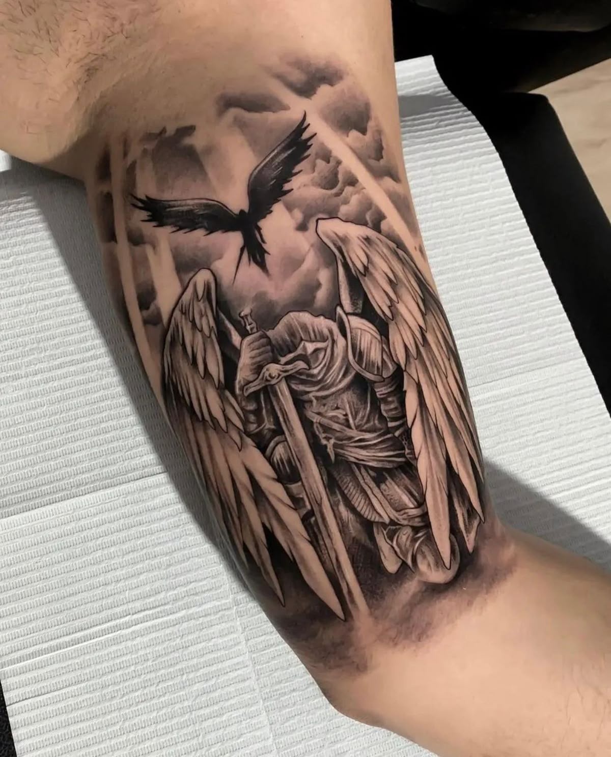 Angel Warrior Inner Bicep Tattoo Tattoo Design