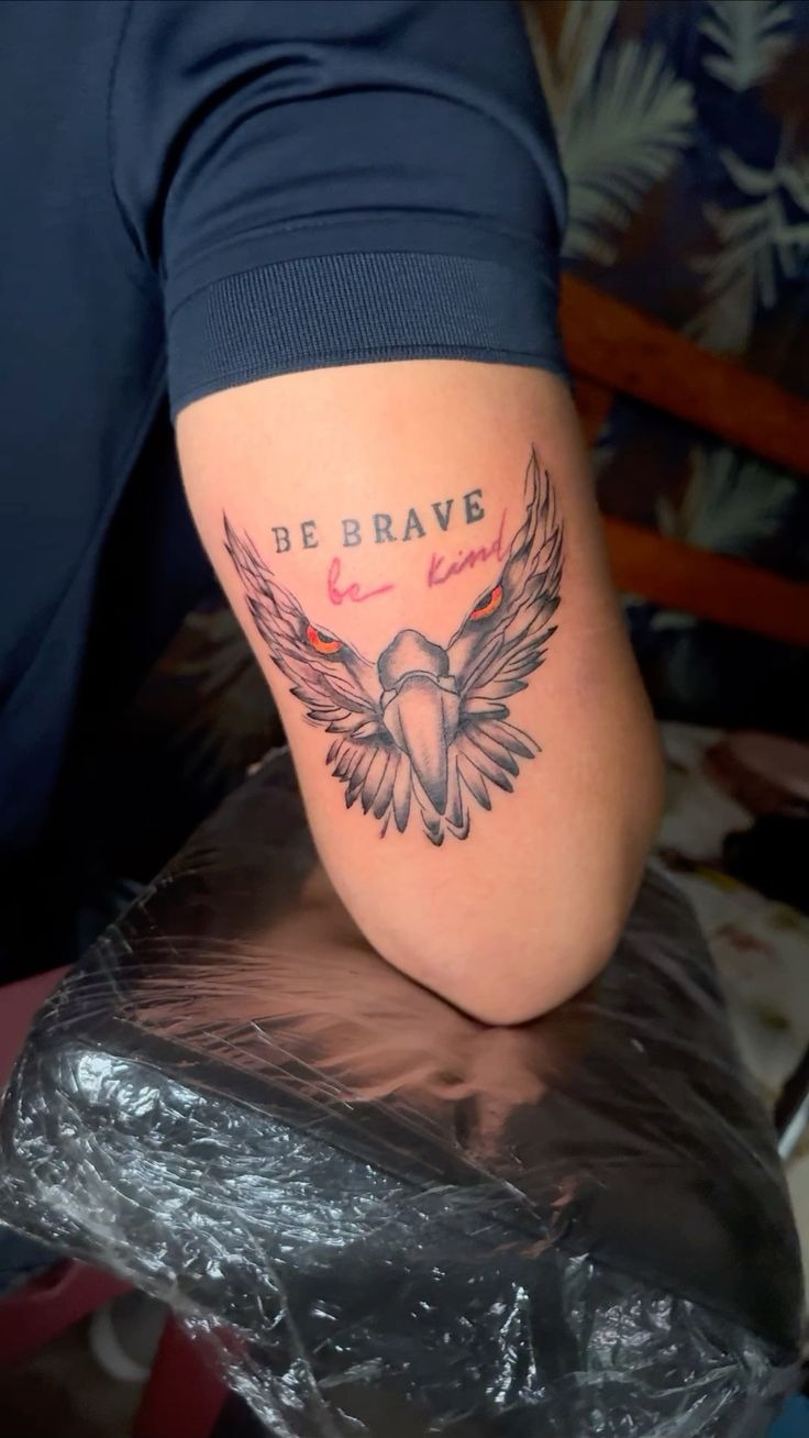 “Be Brave Be Kind” Inner Bicep Tattoo Tattoo Design