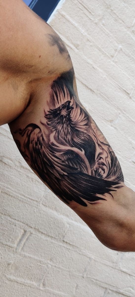 Phoenix Inner Bicep Tattoo Tattoo Design