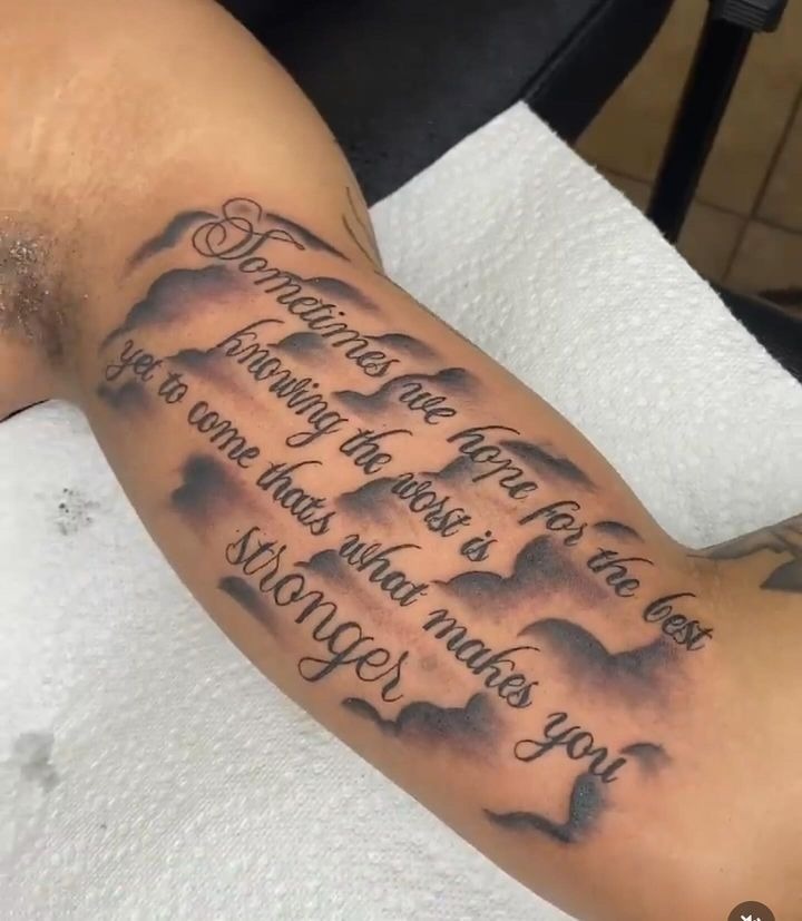 Script Quote Inner Bicep Tattoo Tattoo Design