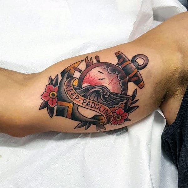 Traditional Nautical Compass Inner Bicep Tattoo Tattoo Design