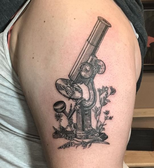 Vintage Microscope Inner Bicep Tattoo Tattoo Design