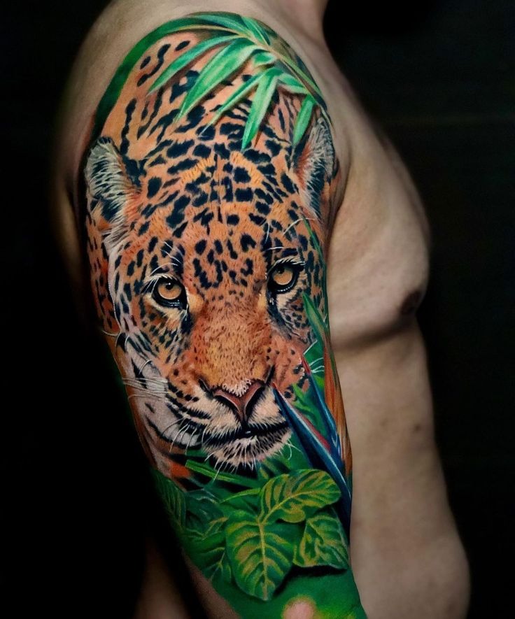 Aztec Codex-Style Jaguar Icon Tattoo Design