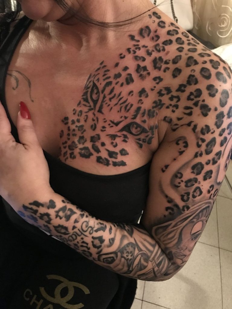 Full Shoulder Jaguar Spot Wrap Tattoo Design