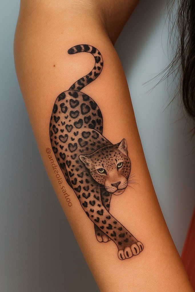 Geometric Jaguar With Celestial Lines Tattoo Design