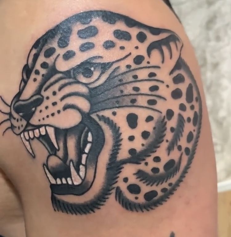 Lush Jungle Jaguar Half Sleeve Tattoo Design