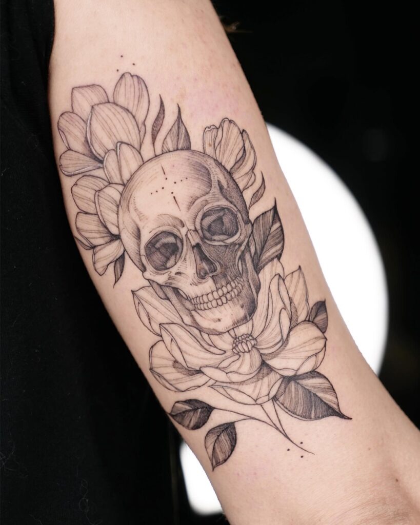 Blooming Skull Memento Mori Tattoo Tattoo Design