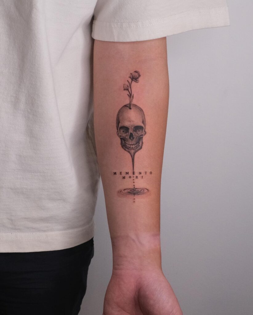 Blooming Skull Reflection Tattoo Tattoo Design