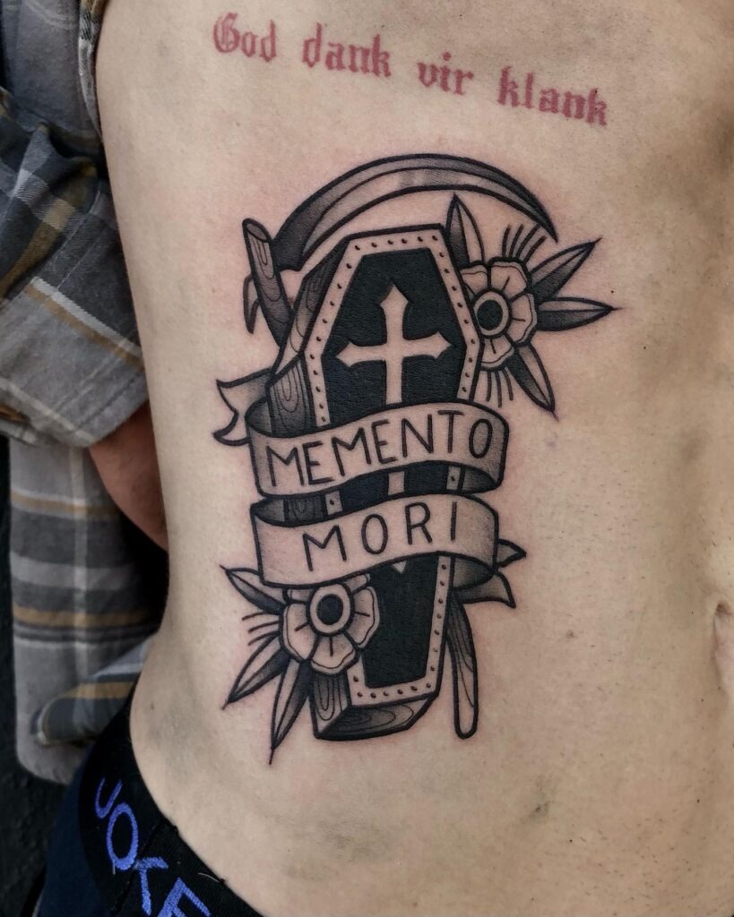 Coffin and Scythe Memento Mori Tattoo Tattoo Design