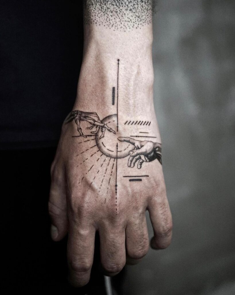 Geometric Hand of Mortality Tattoo Tattoo Design