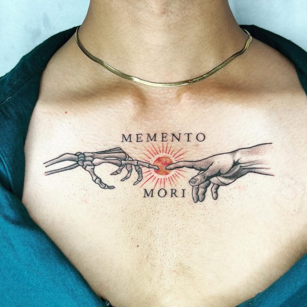 Life and Death Touch Chest Tattoo Tattoo Design
