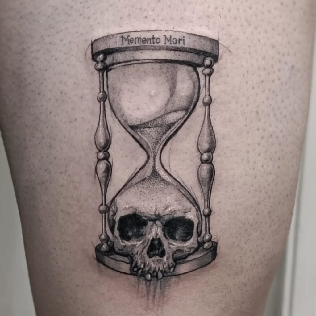Memento Mori Hourglass and Skull Tattoo Tattoo Design