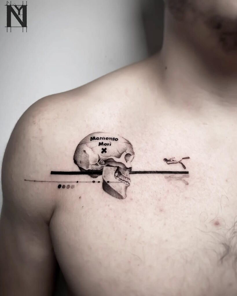 Minimalist Skull Linework Memento Mori Tattoo Tattoo Design