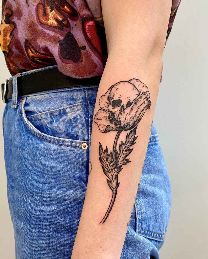 Skull Flower Memento Mori Tattoo Tattoo Design