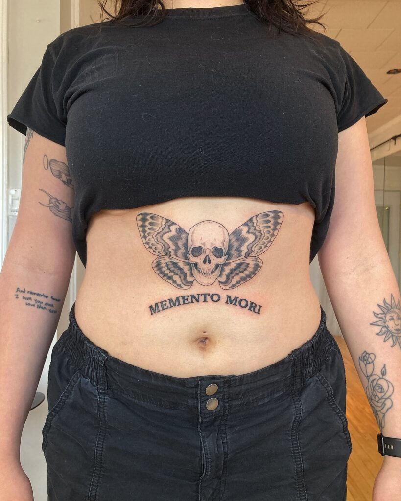 Skull Moth Memento Mori Stomach Tattoo Tattoo Design