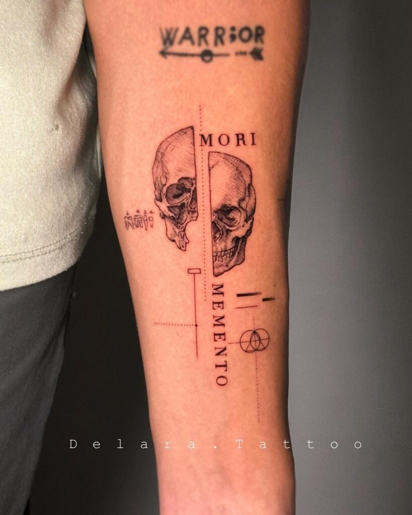 Split Skull Memento Mori Tattoo Tattoo Design