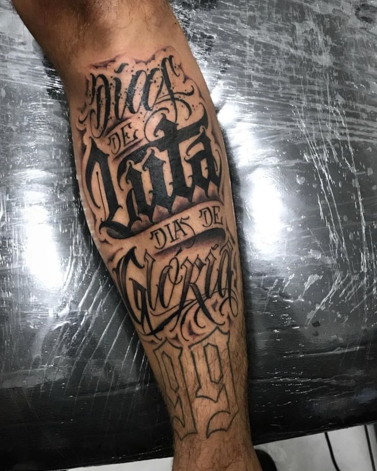 Intense Calf Script Tattoo Design