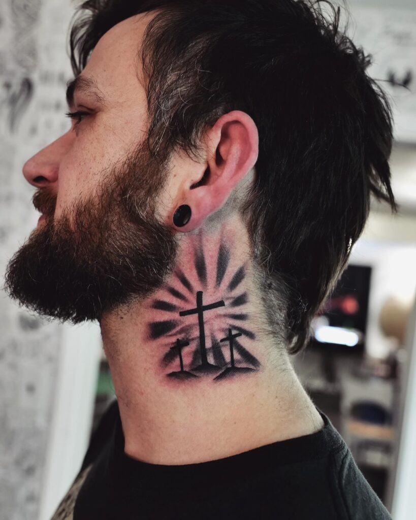 Black and Grey Rose Neck Tattoo Tattoo Design