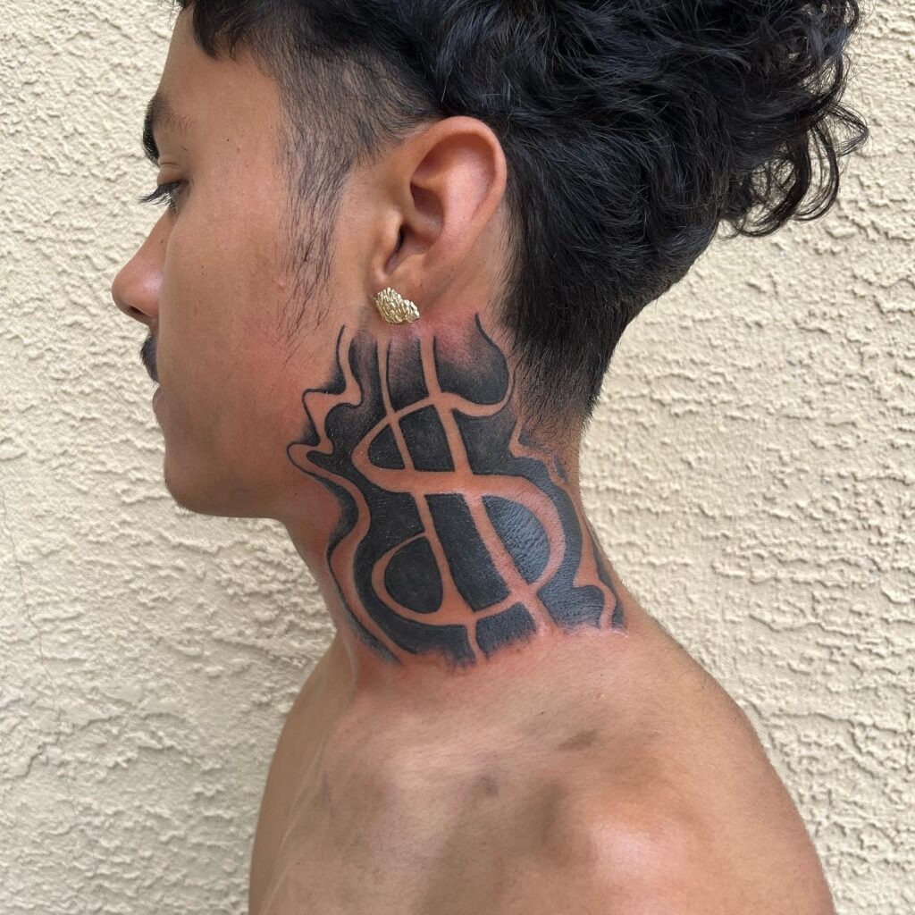 Blessed Dove and Clouds Neck Tattoo Tattoo Design