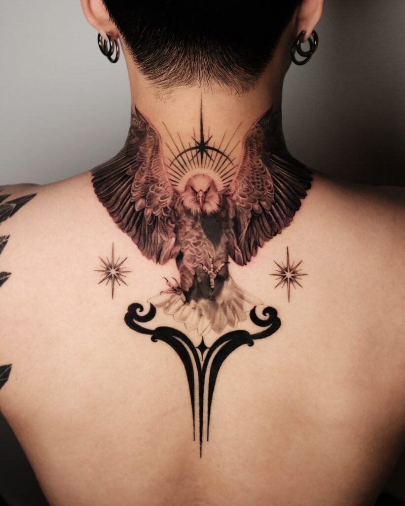 Candlelight Ornamental Neck Tattoo Tattoo Design