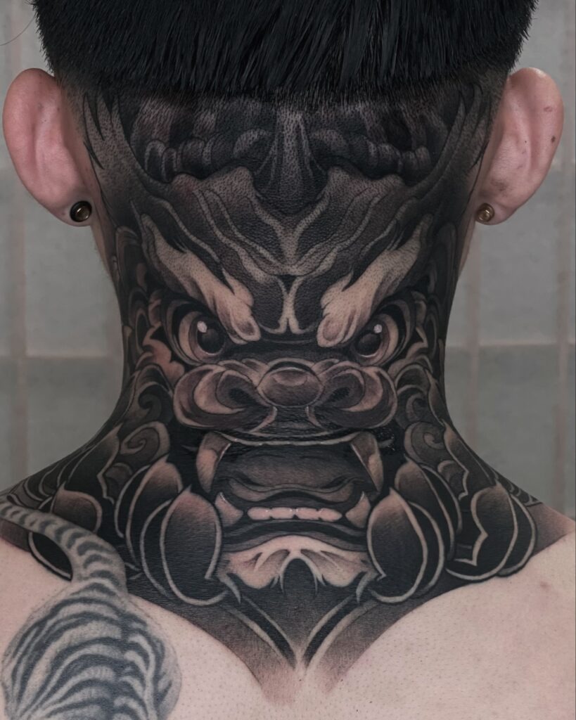 Crown of Thorns and Prayer Neck Tattoo Tattoo Design