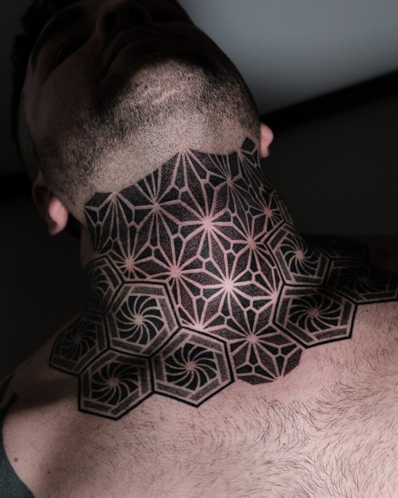 Crowned Diamond Neck Tattoo Tattoo Design