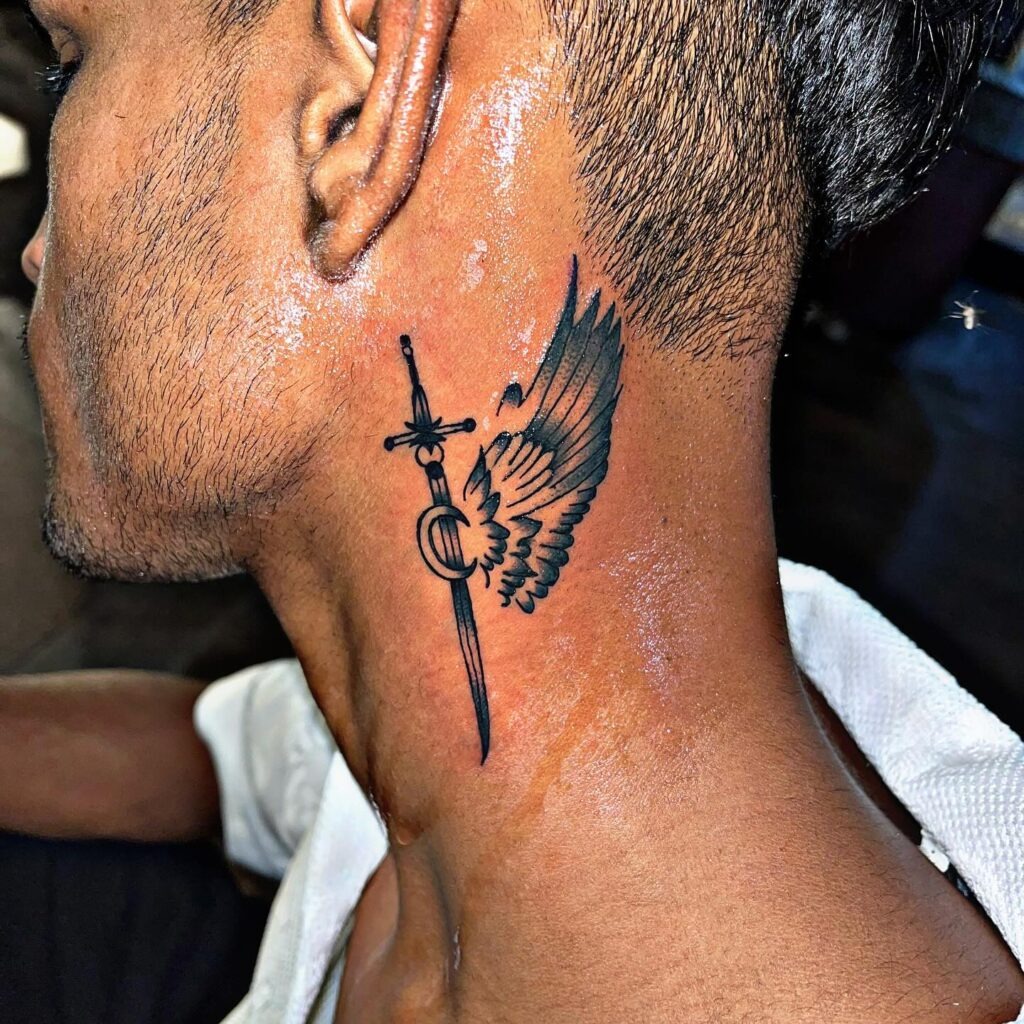 Crying Angel Neck Tattoo Tattoo Design