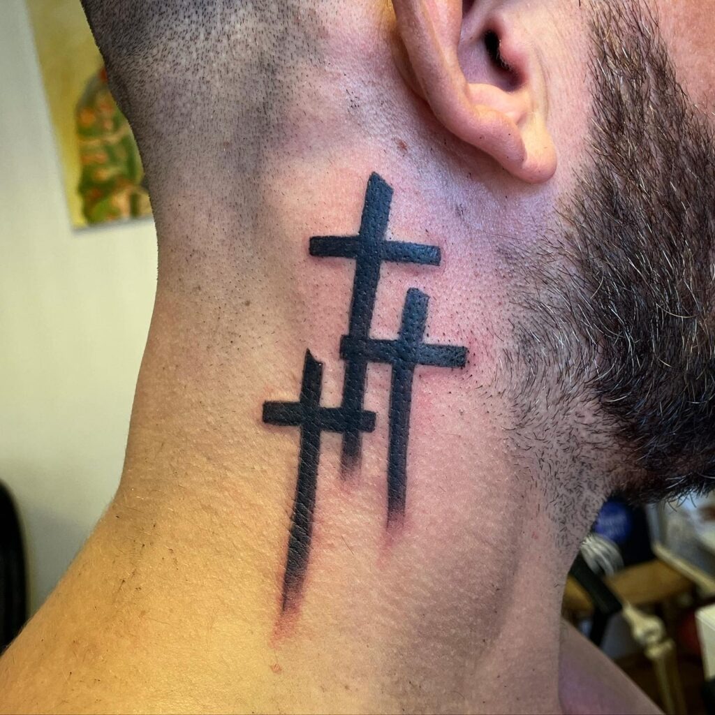 Falling Angel and Guiding Star Neck Tattoo Tattoo Design