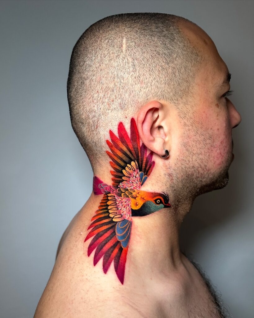 Fierce Eagle Neck Tattoo Tattoo Design