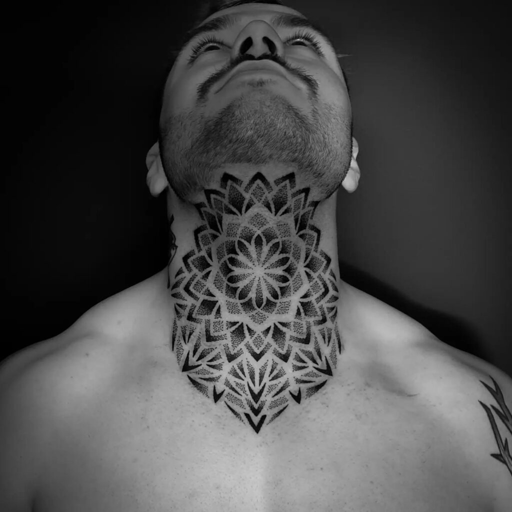 Fierce Oni Mask Neck Tattoo Tattoo Design