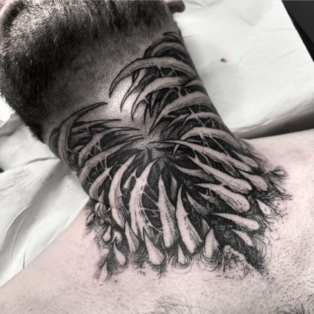 Gnarly Demonic Spine Neck Tattoo Tattoo Design