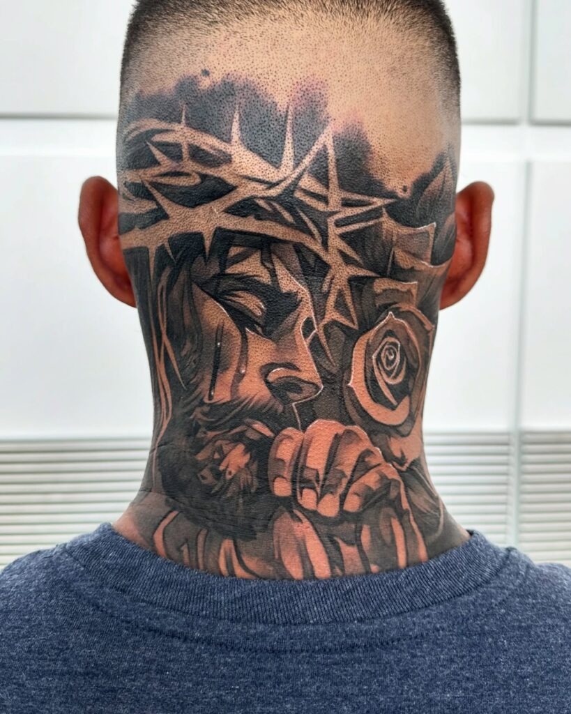 Ornamental Eagle Neck and Back Tattoo Tattoo Design