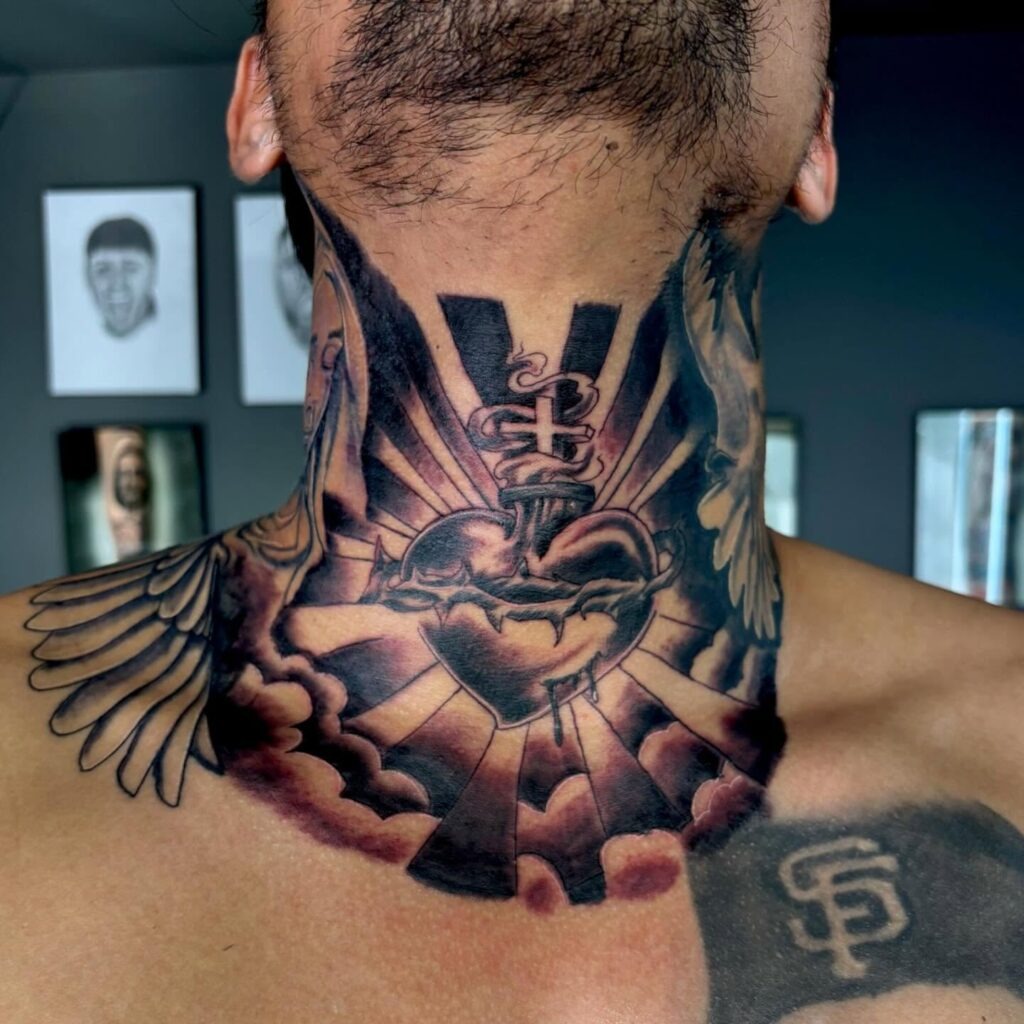 Praying Angel Neck Tattoo Tattoo Design