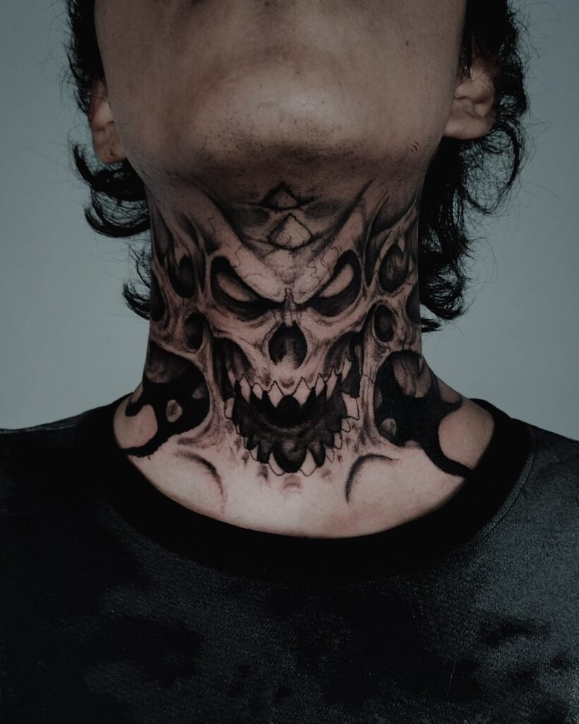 Thorned Heart Neck Tattoo Tattoo Design