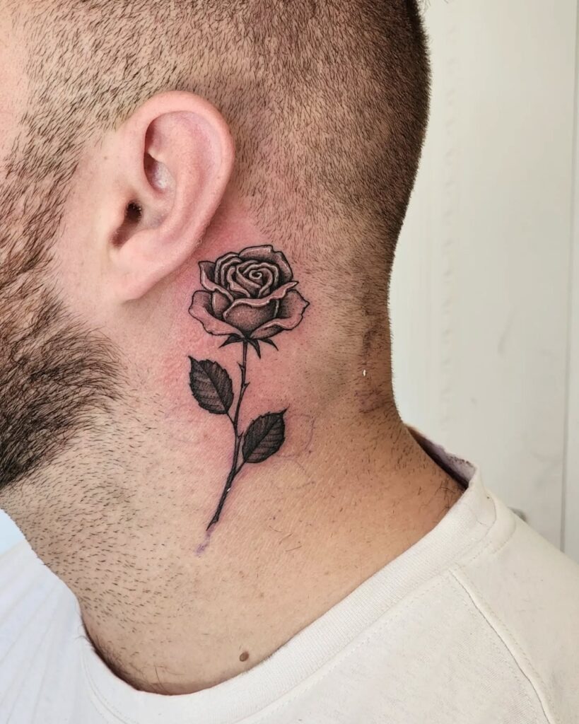 Traditional Red Rose Neck Tattoo Tattoo Design