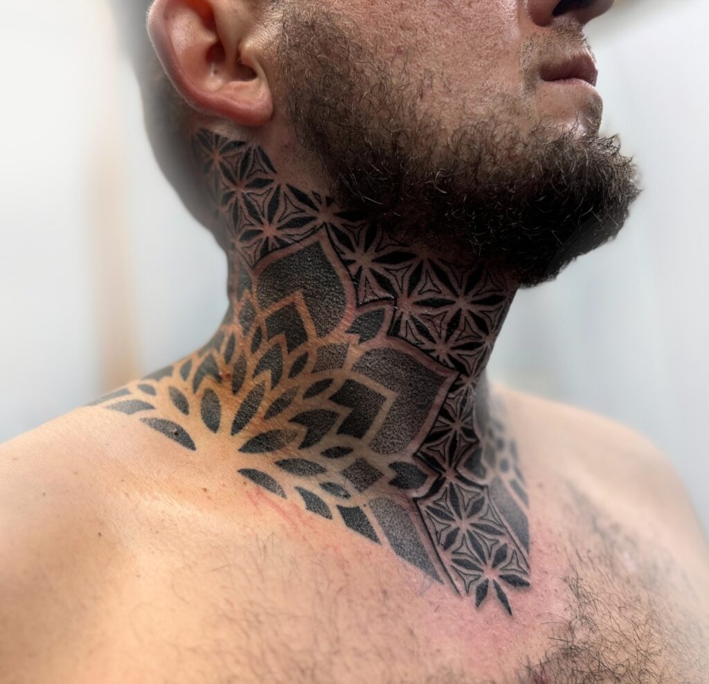 Twin Feathers Neck Tattoo Tattoo Design