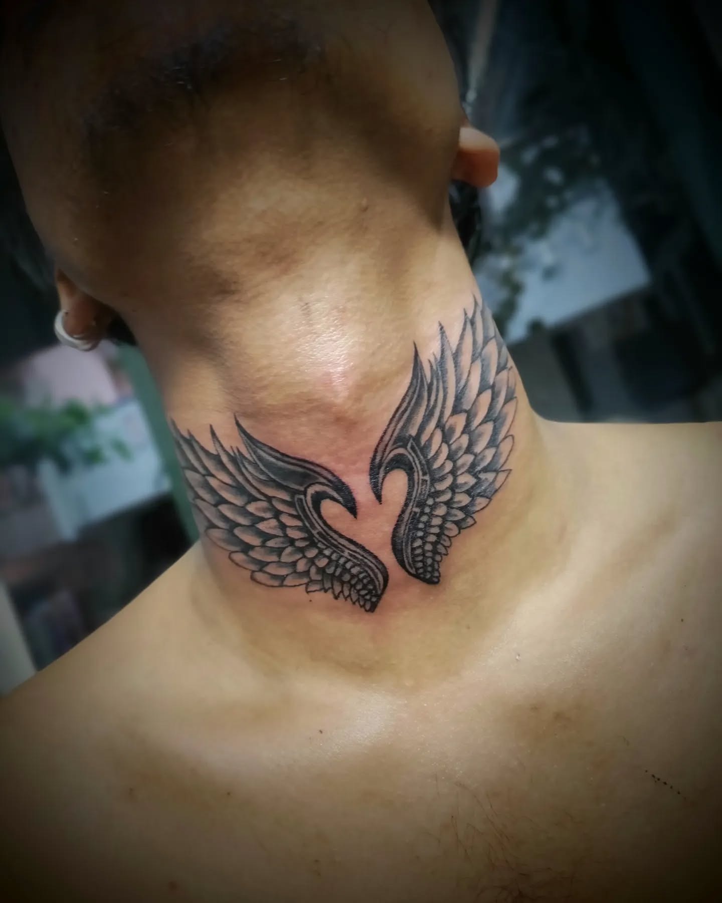 Winged Lady Justice Back Neck Tattoo Tattoo Design