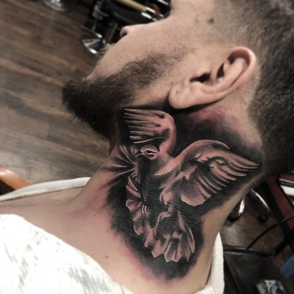 Winged Sword of Hope Neck Tattoo Tattoo Design