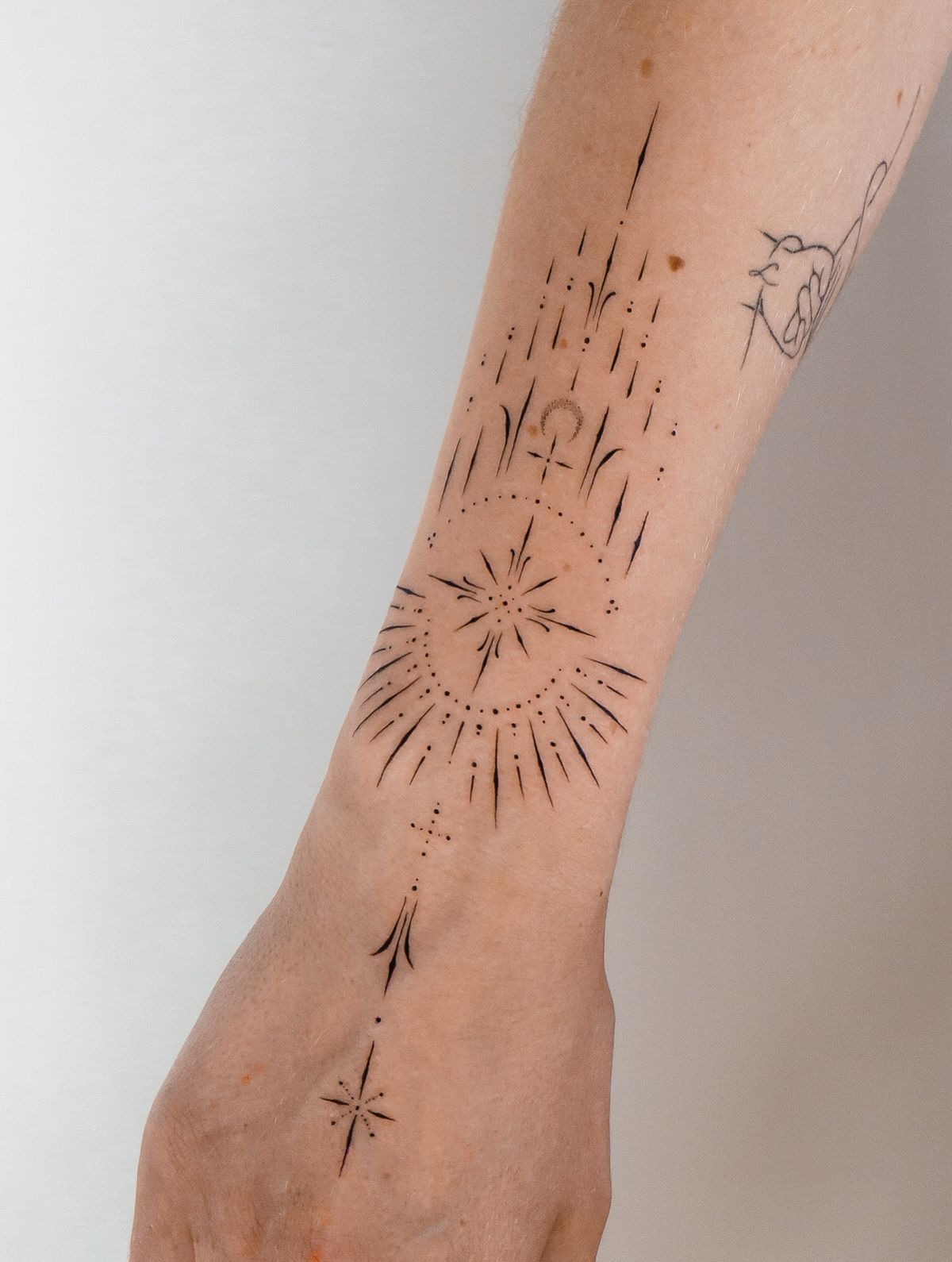 Blackwork Floral Arm Design Tattoo Design