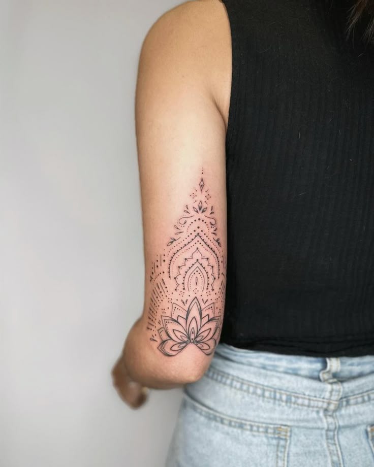 Detailed Mandala Elbow Design Tattoo Design