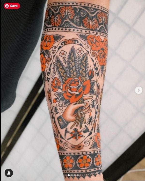 Fine Line Geometric Forearm Design Tattoo Design