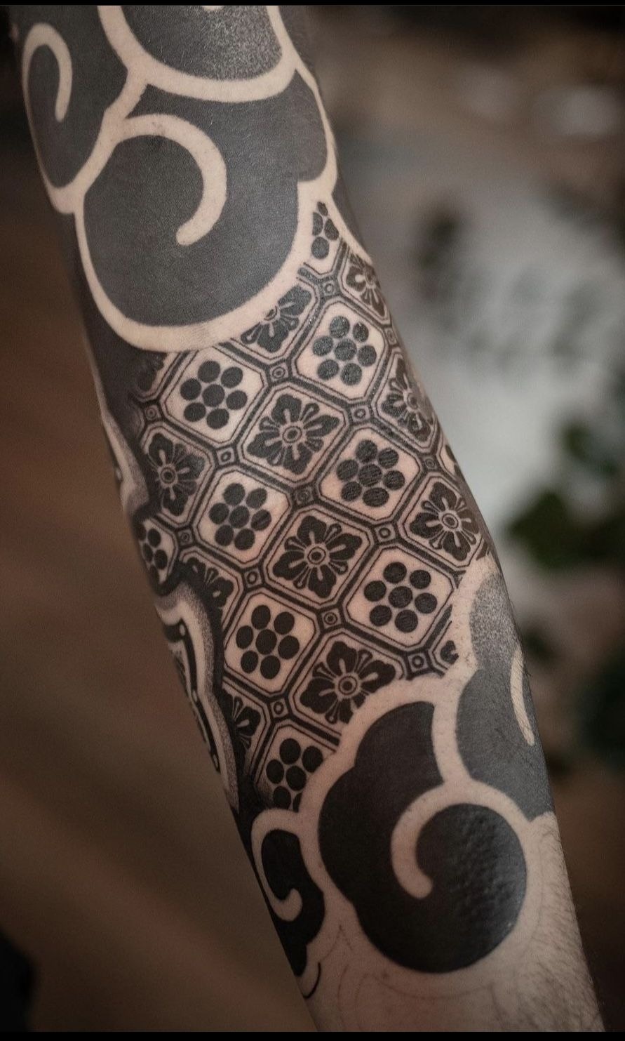Floral Armor Forearm Design Tattoo Design